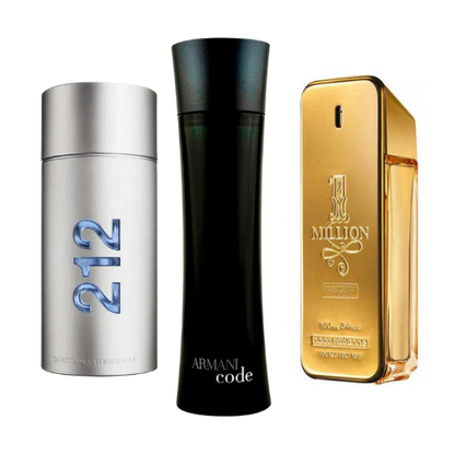 Sada: 212 Men NYC, Paco Rabanne One Million a Armani Code Homme